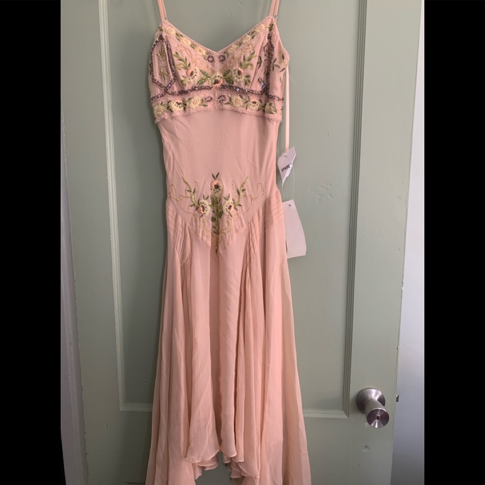 NWT SUE WONG  NOCTURNE SILK PEACH EVENING DRESS
